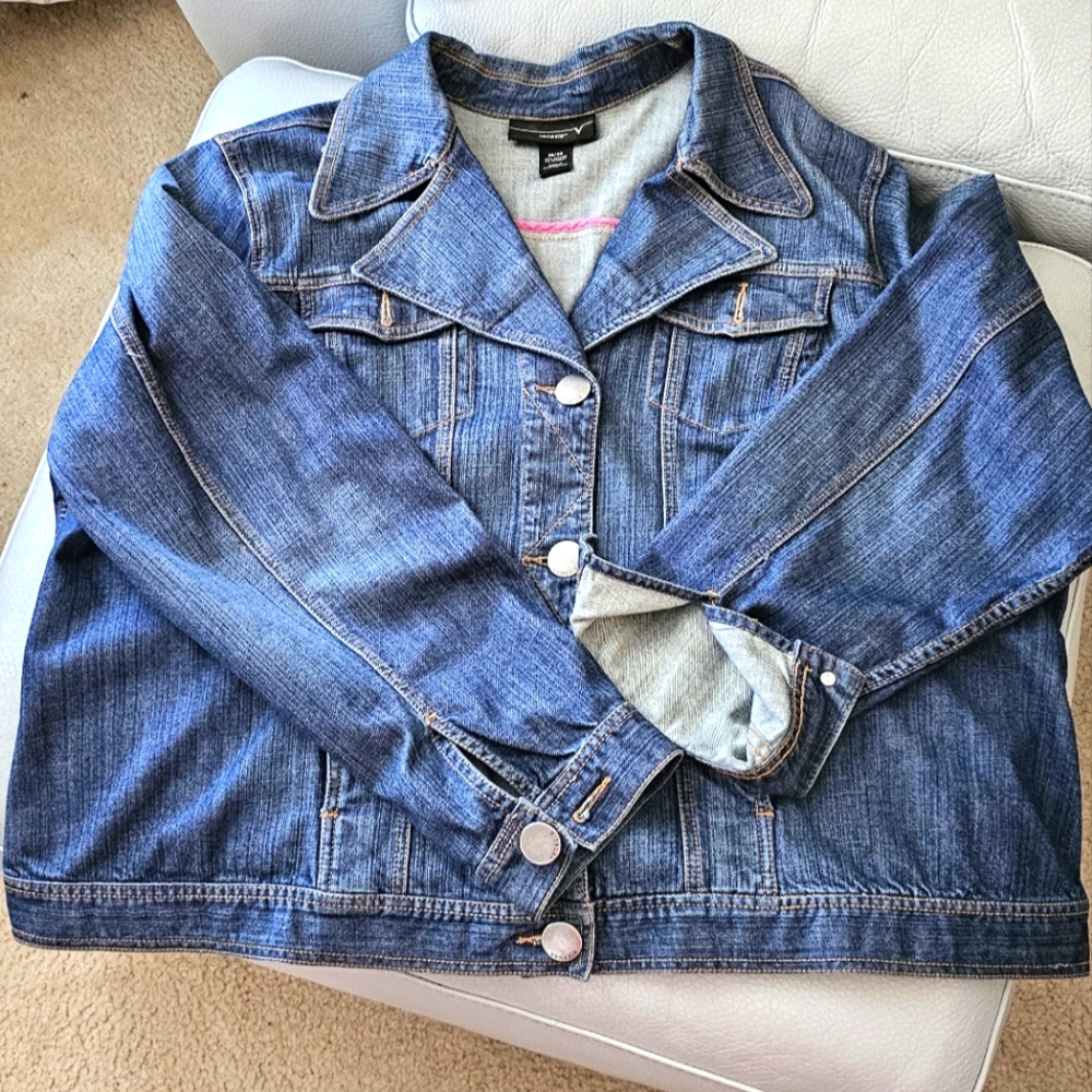 Vintage blazer cut Lane Bryant Venezia stretch denim jacket sz 26/28 med washed